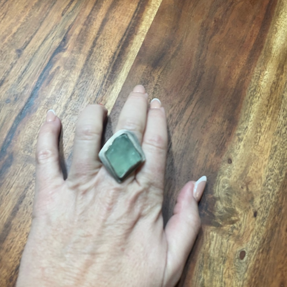 Sterling Silver Green Calcite Ring